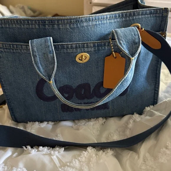 Coach Denim Blue Tote Bag - Picture 2 of 15